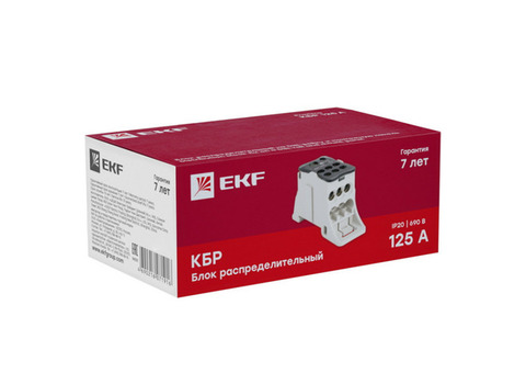 Блок распределительный КБР на DIN-рейку и монтажную панель EKF plc-kbr125 PROxima 125A