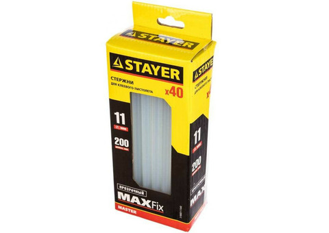 Клеевые стержни Stayer Master 2-06821-T-S40 11х200 мм 40 шт прозрачные