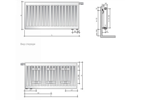 Радиатор панельный Royal Thermo Ventil Compact VC11 1200х500х60 мм