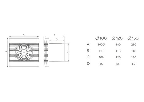 Вентилятор вытяжной AirRoxy Premium 01-016 100 HS