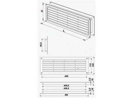 Решетка вентиляционная приточно-вытяжная Vents МВ 450/2 двойная белая