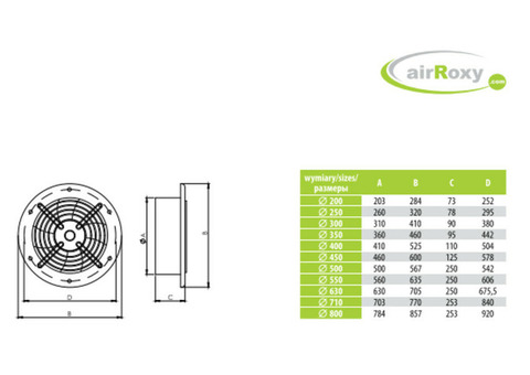 Вентилятор вытяжной осевой AirRoxy aRos 450