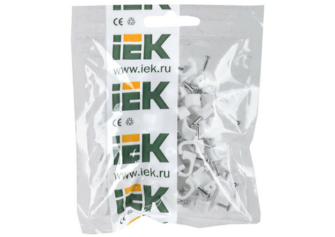 Скоба крепежная плоская IEK USK21-08-100 8 мм пластик 100 шт