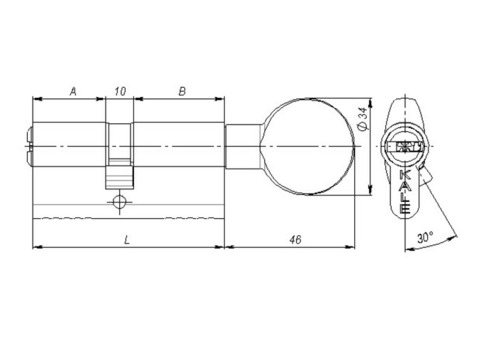 Цилиндровый механизм с вертушкой Kale kilit 164 SM/70 70 мм 30+10+30 никель