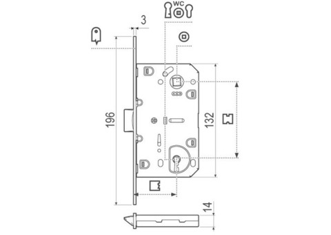 Замок межкомнатный AGB Mediana Evolution WC B01102 черный