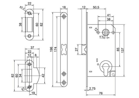 Корпус защелки Palladium 385 CP под цилиндр хром