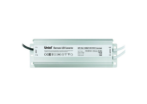 Блок питания Uniel UET-VAJ-150B67 24V IP67 для светодиодов с защитой от короткого замыкания и перегрузок