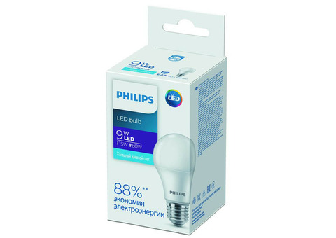 Лампа светодиодная Ecohome LED Bulb 9W E27 6500К 1PF Philips 929002299467