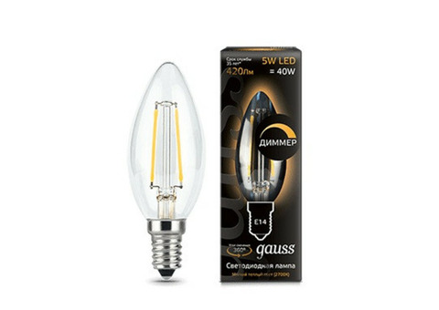 Лампа светодиодная Gauss 103801105-D Filament Candle 5W E14 2700К