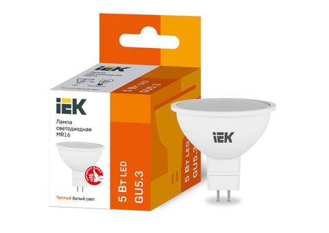 Лампа светодиодная IEK Eco MR16 5W GU5.3 3000К