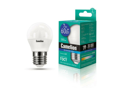 Лампа светодиодная LED7-G45/865/E27 7Вт 220В Camelion 12647