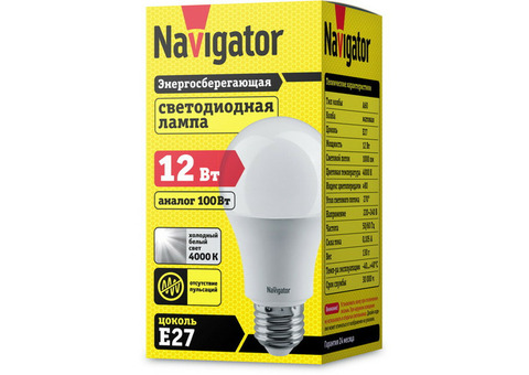 Лампа светодиодная Navigator 71297 NLL-A60-12-230-4K-E27 12W 4000К