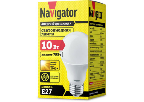 Лампа светодиодная Navigator 94387 NLL-A60-10-230-2.7K-E27 10W 2700К