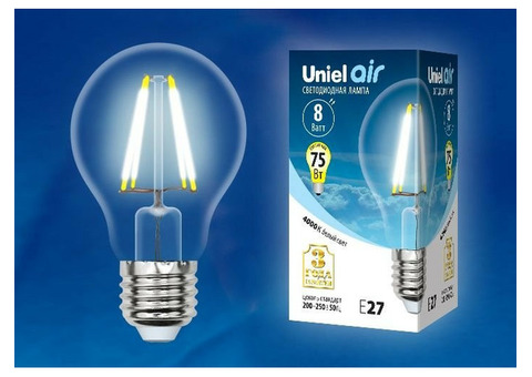 Лампа светодиодная Uniel Air LED-A60-8W/E27 прозрачная 4000K