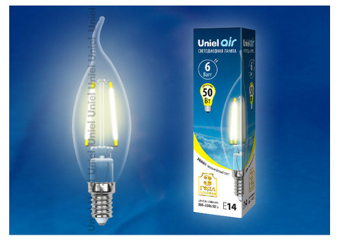 Лампа светодиодная Uniel Air LED-CW35-6W/E14 прозрачная 3000K