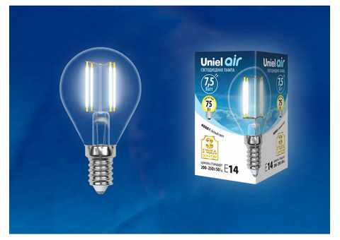 Лампа светодиодная Uniel Air LED-G45-7,5W/E14 прозрачная 4000K