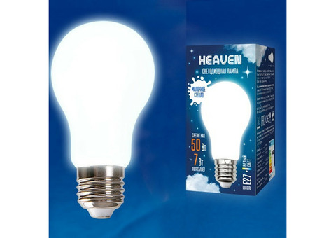 Лампа светодиодная Uniel Heaven LED-A60-7W/4000K/E27/FR GLH01WH матовая 4000K