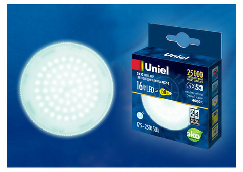 Лампа светодиодная Uniel LED-GX53-16W/NW/GX53/FR PLZ01WH матовая 4000K