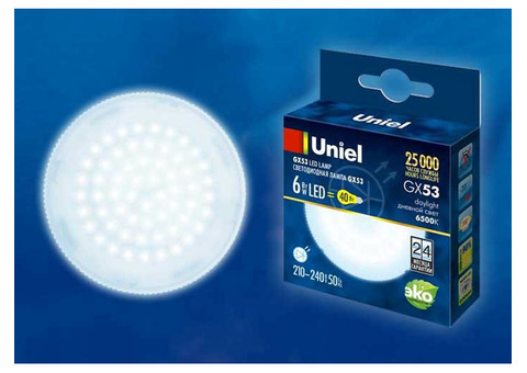 Лампа светодиодная Uniel LED-GX53-6W/6500K/GX53/FR PLZ01WH матовая 6500K