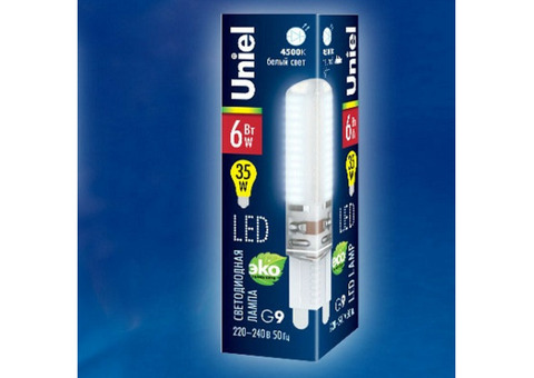 Лампа светодиодная Uniel LED-JCD-6W/NW/G9/CL SIZ03TR