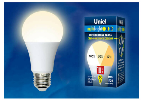 Лампа светодиодная Uniel Multibright LED-A60-10W/E27 матовая 3000K