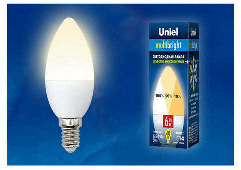 Лампа светодиодная Uniel Multibright LED-C37-6W/E14 матовая 3000K