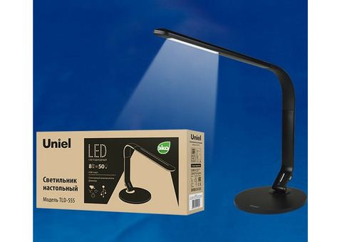 Светильник настольный Uniel TLD-555 Black LED 8W с сенсорным выключателем