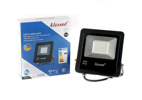 Прожектор светодиодный Lezard PAL6550 50W IP65 6500К черный