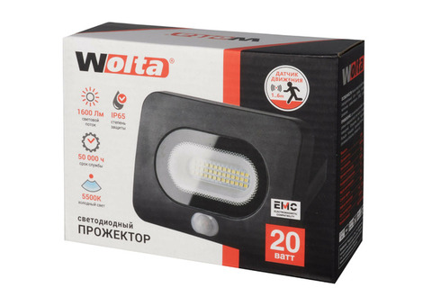 Прожектор светодиодный Wolta WFL-20W/05S 20Вт 5700K IP65
