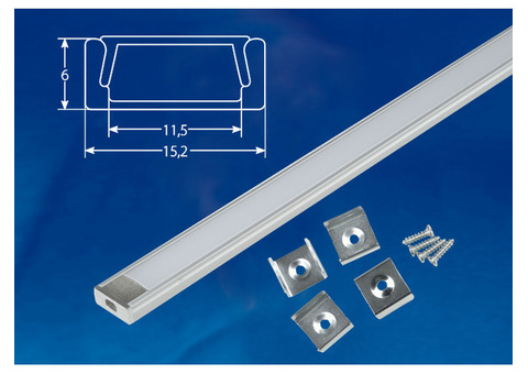Накладной профиль для светодиодной ленты Uniel UFE-K02 Silver/Frozen 200 Polybag 200 см с аксессуарами
