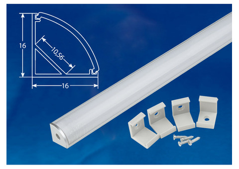 Угловой профиль для светодиодной ленты Uniel UFE-K06 Silver/Frozen 200 Polybag 200 см с аксессуарами
