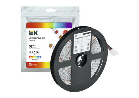 Лента светодиодная IEK LED LSR-5050RGB60-14,4-IP65-12В 3м