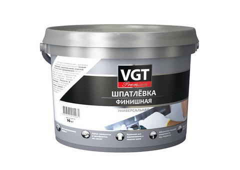 Шпатлевка акриловая финишная VGT Premium универсальная 16 кг