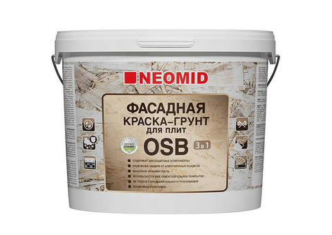 Краска-грунт фасадная для OSB-плит Neomid с биозащитой полуматовая 1.3 кг
