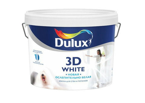 Краска Dulux 3D White для стен и потолков на основе мрамора база BW ослепительно белая матовая 10 л