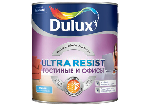 Краска Dulux Ultra Resist для гостиной и офиса база BC матовая 2,25 л