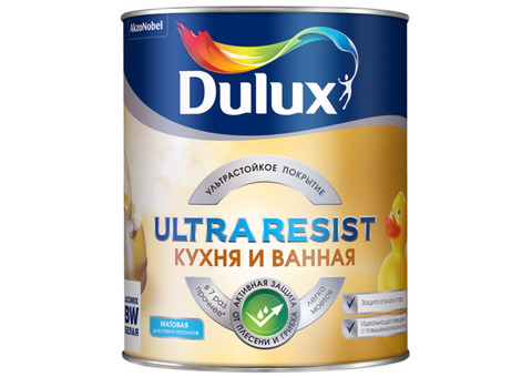 Краска Dulux Ultra Resist для кухни и ванной база BW матовая 1 л