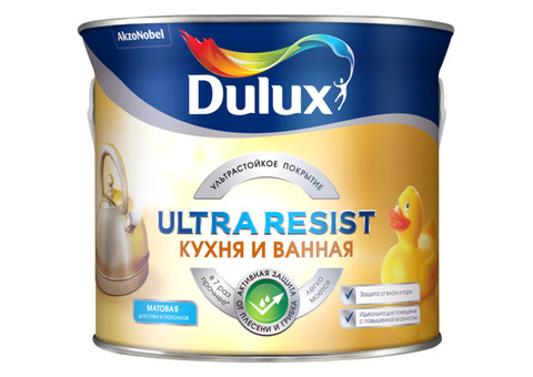 Краска Dulux Ultra Resist для кухни и ванной база BС матовая 2,25 л