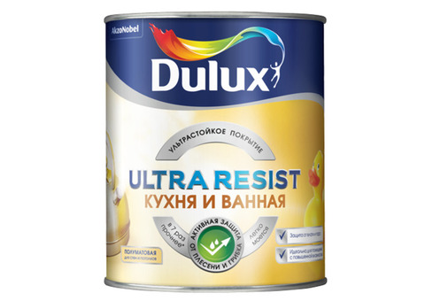 Краска Dulux Ultra Resist для кухни и ванной база BС полуматовая 0,9 л