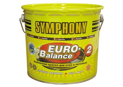 Краска акрилатная Symphony Euro-Balance 2 глубоко матовая 2,7 л металлическое ведро