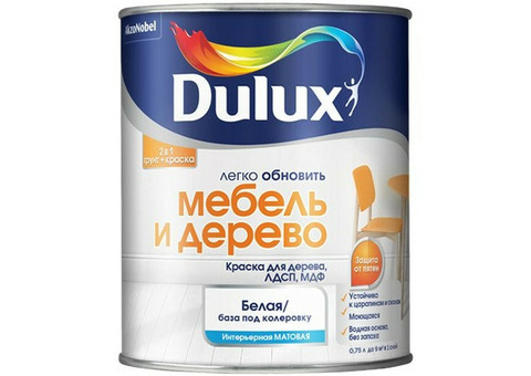 Краска водно-дисперсионная Dulux Легко обновить Мебель и дерево база BW 2 л матовая