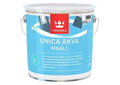 Краска для окон и дверей Tikkurila Unica Akva Maali основа С 2,7 л