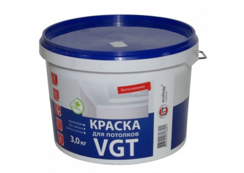 Краска для потолков VGT ВД-АК-2180 белоснежная 3 кг