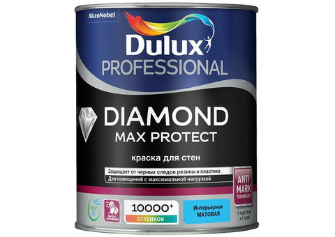 Краска для стен и потолков Dulux Diamond Max Protect база BW матовая 1 л