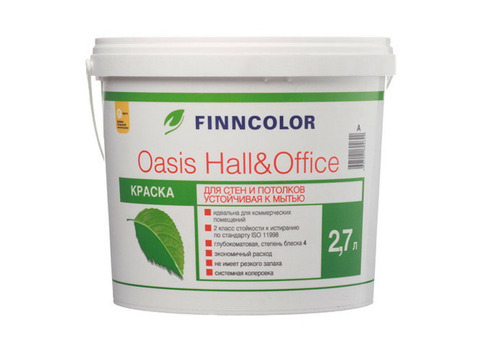 Краска для стен и потолков Tikkurila Finncolor Oasis Hall&Office основа А 2,7 л