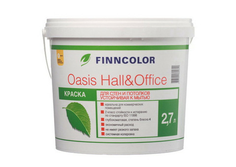 Краска для стен и потолков Tikkurila Finncolor Oasis Hall&Office основа С 2,7 л