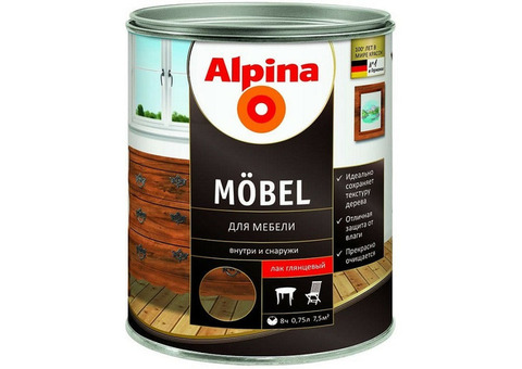 Лак акриловый Alpina Moebel для мебели глянцевый 0,75 л