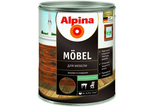 Лак акриловый Alpina Moebel для мебели шелковисто-матовый 0,75 л