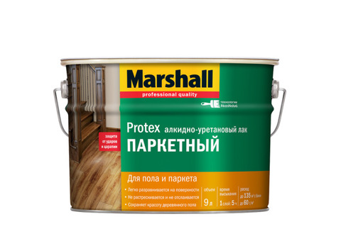 Лак паркетный Marshall Protex полуматовый 9 л