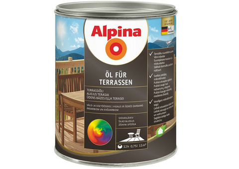 Масло для террас Alpina шелковисто-глянцевое прозрачное 0,75 л